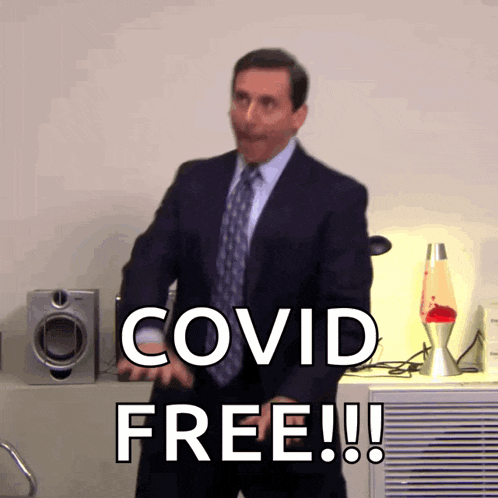 a man in a suit says covid free