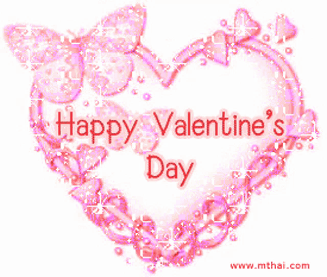 a pink heart with the words happy valentine 's day in red