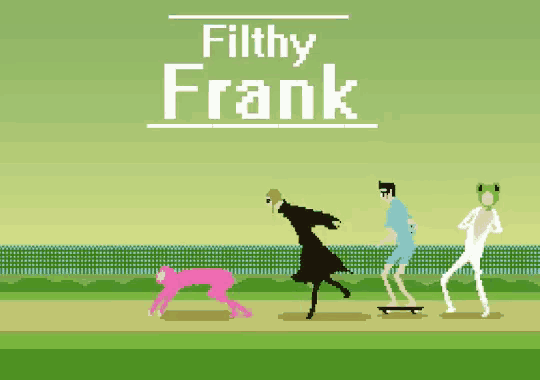 a video game called filthy frank is being played on a green background