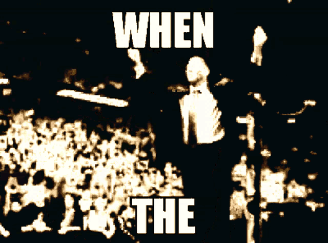 a pixelated image of a man holding a gun with the words " when the " below