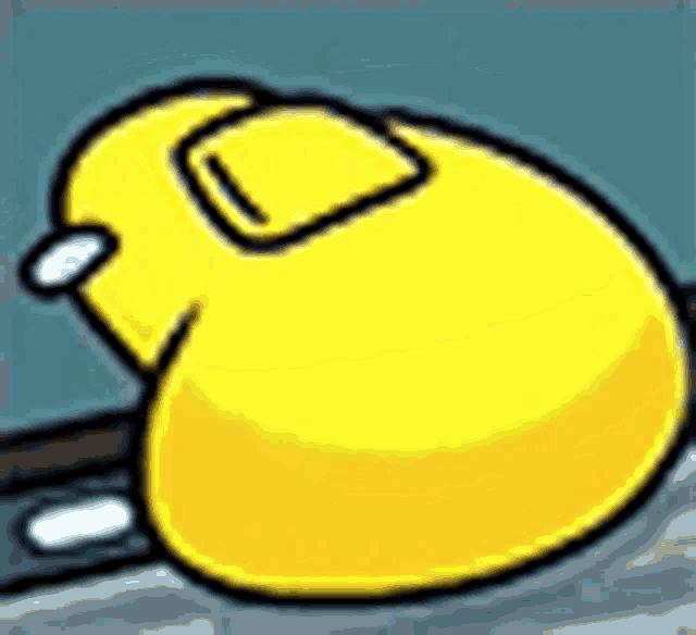 a cartoon drawing of a yellow duck with a helmet on .