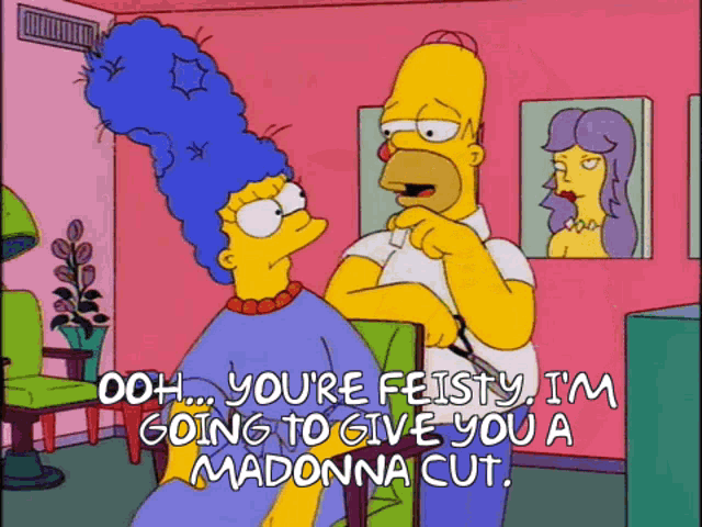 Ooh Youre Fiesty Im Going To Give You A Madonna Cut GIF - Ooh Youre Fiesty Im Going To Give You A Madonna Cut Hair Salon GIFs