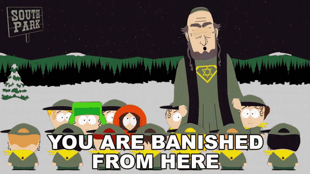a south park cartoon shows a man standing in front of a group of children