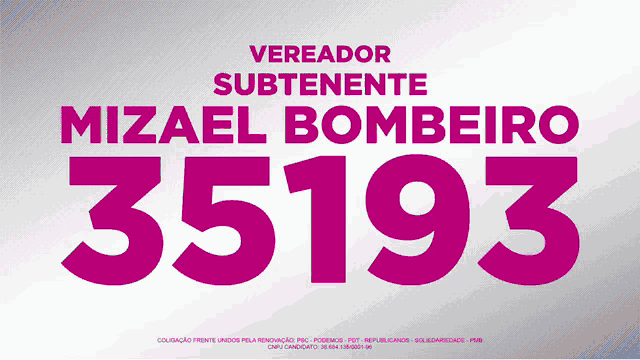 a pink sign that says veredor subteniente mizael bombeiro 35193