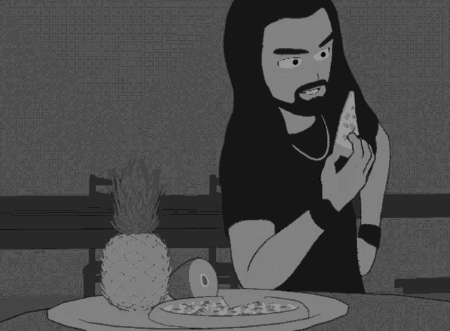 a black and white cartoon of a person covering their mouth with their hand