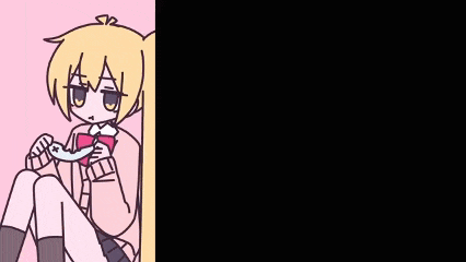 a cartoon of a girl sitting on the floor holding a cup of tea .