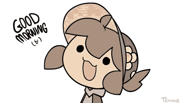 a drawing of a girl with the words good morning written on it