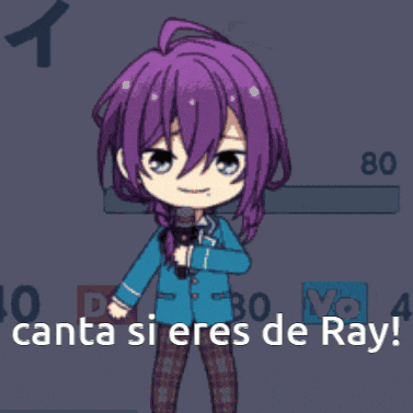 a girl with purple hair is singing into a microphone with the words canta si eres de ray below her