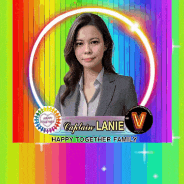 a picture of a woman in a suit with the name captain lanie on it