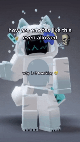 a screenshot of a video game character that says how are emotes like this even allowed