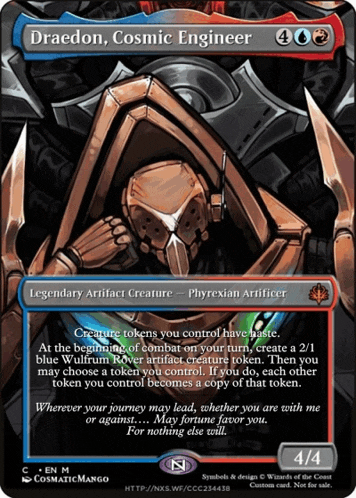 a card that says draedon cosmic engineer on the front