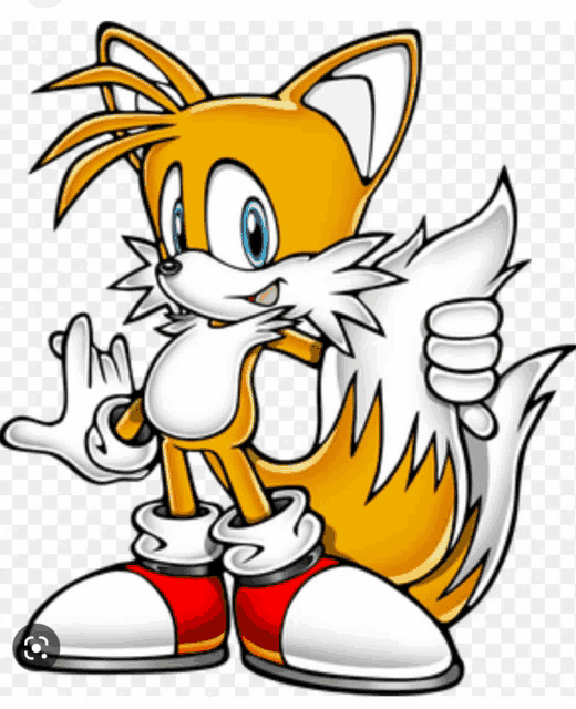 tails from sonic the hedgehog is giving a thumbs up sign
