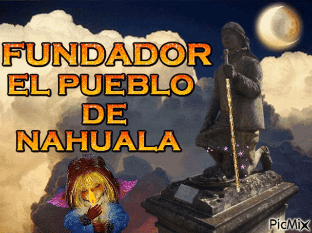 a picture of a statue with the words fundador el pueblo de nahuala above it