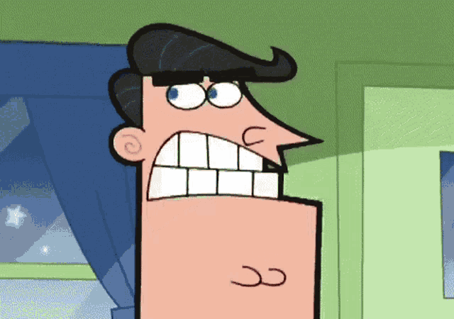 a cartoon character with a big mouth and a cc written on his face