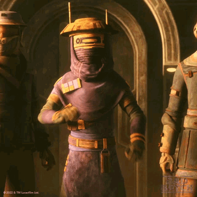 a group of people standing next to each other with a watermark that says 2022 & tm lucasfilm ltd