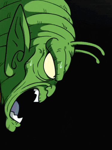 a close up of a cartoon character 's face with a tear coming out of it