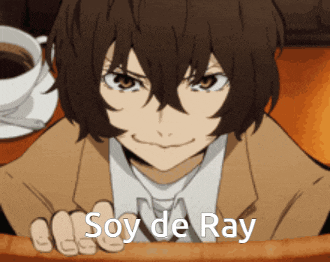 a close up of a person 's face with the words soy de ray on it