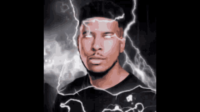 a man with lightning bolts coming out of his head
