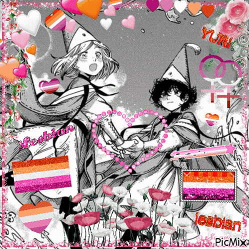 a picture of two girls with the word lesbian on the bottom right