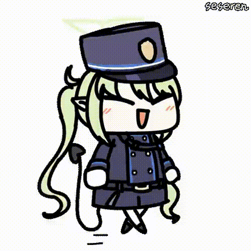 a cartoon of a girl wearing a police uniform and hat