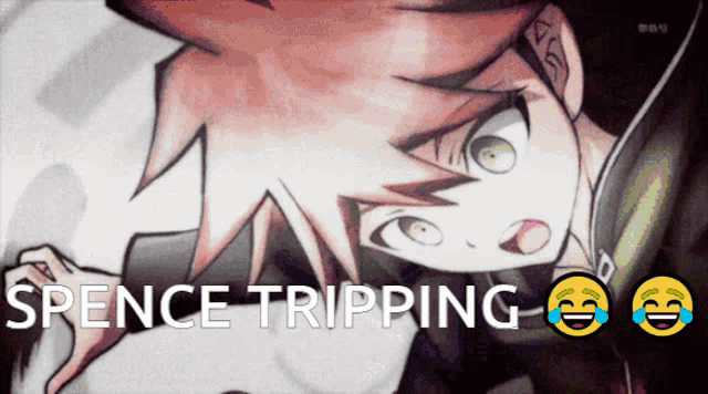 a cartoon of a boy with the words spence tripping on the bottom