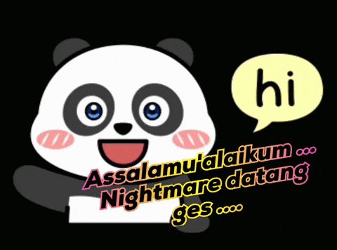a panda bear with a speech bubble saying hi