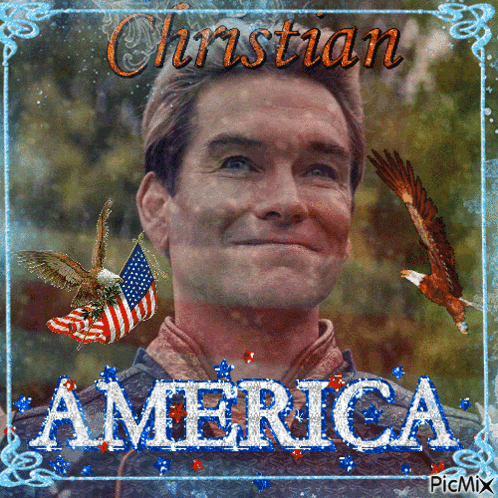 a picture of a man with the words christian america