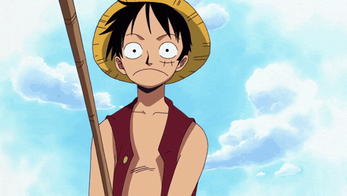 monkey d luffy from one piece is holding a wooden stick