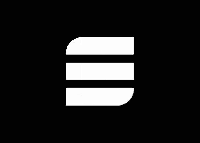 three white lines on a black background with a rounded corner
