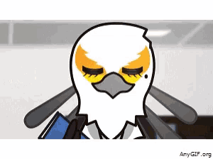 a cartoon of an eagle with its eyes closed and amygif.org written below it