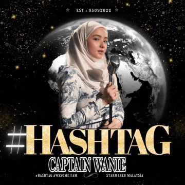 a poster for hashtag captain wanie with a woman holding a microphone