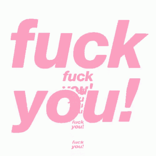 a pink and white poster that says fuck you