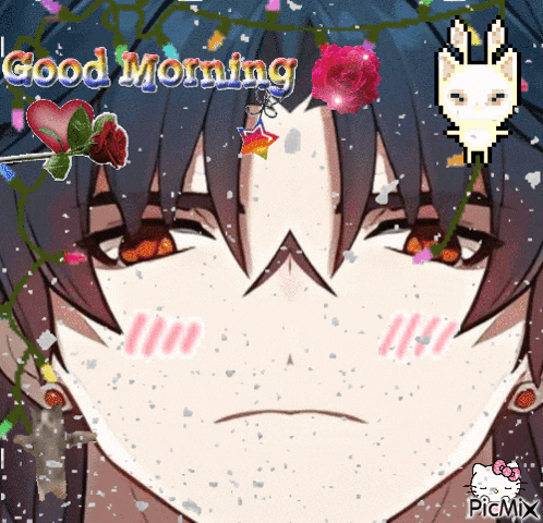 a picture of a girl says good morning