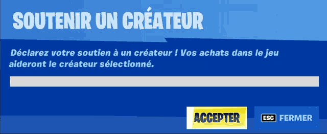 a blue screen with the words soutien un createur in white letters