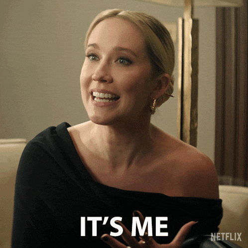 a woman says it 's me in front of a mirror