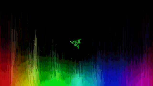 the razer logo is displayed on a black background