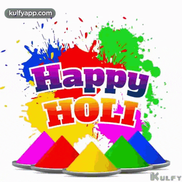 a colorful happy holi greeting card with a pile of colored powder