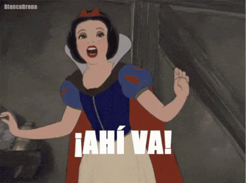 a cartoon of snow white with the words una reunion de gilipollas below her