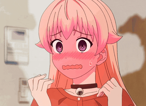 a girl with pink hair is wearing a choker