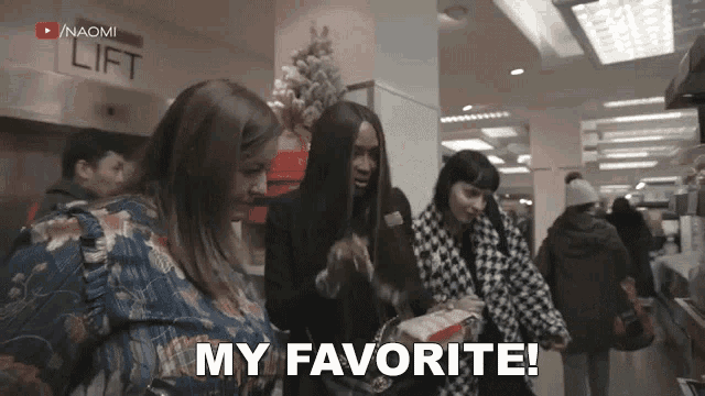 a woman says my favorite in a store