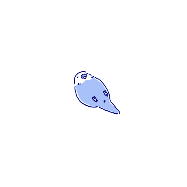 a drawing of a blue parrot with a white background