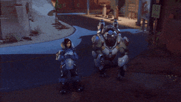 a cartoon character with glasses and a blue armor