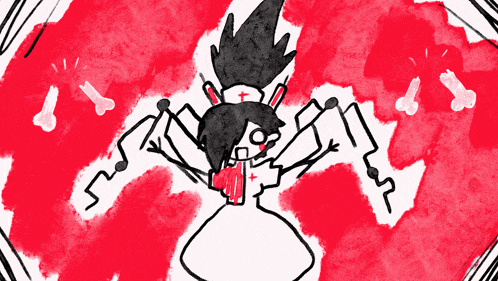 a black and white drawing of a nurse with a red cross on her head
