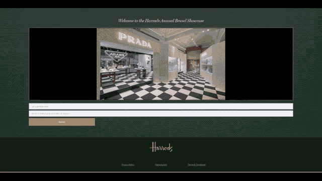 a website for the harrods annual brand showcasing prada