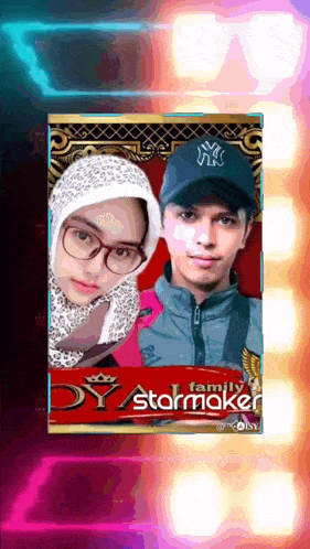 a picture of a man and a woman is displayed on a screen that says family starmaker