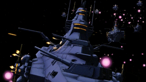 an illustration of a space ship with purple lights