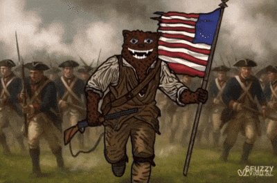 a cartoon drawing of a cheetah holding an american flag