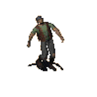 a pixel art of a zombie with blood coming out of his body