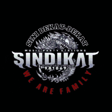 a logo for sindikat shows a dragon and says we are family