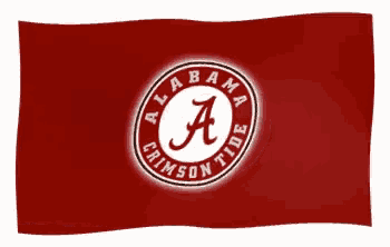 the alabama crimson tide logo is on a red background